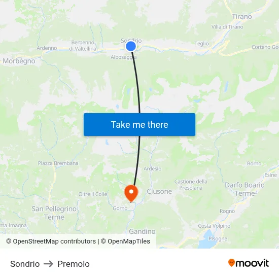 Sondrio to Premolo map