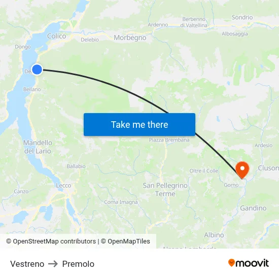 Vestreno to Premolo map