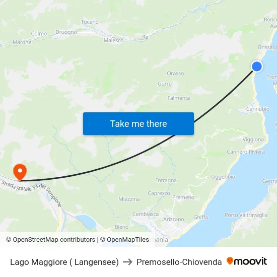 Lago Maggiore ( Langensee) to Premosello-Chiovenda map
