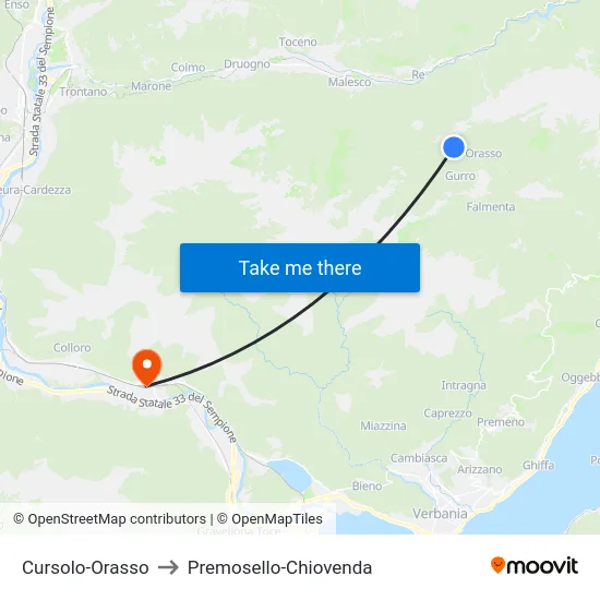 Cursolo-Orasso to Premosello-Chiovenda map