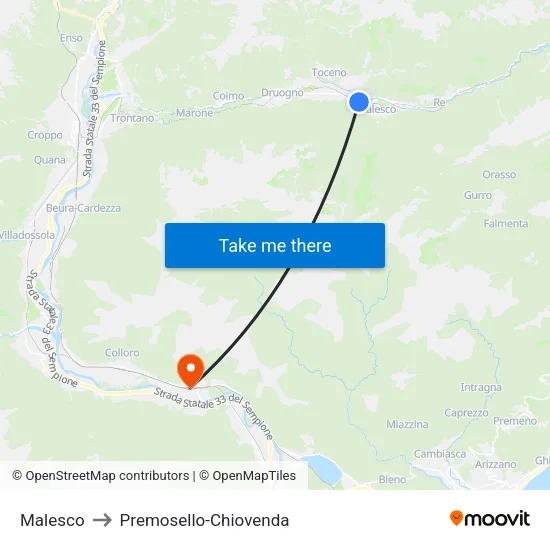 Malesco to Premosello-Chiovenda map