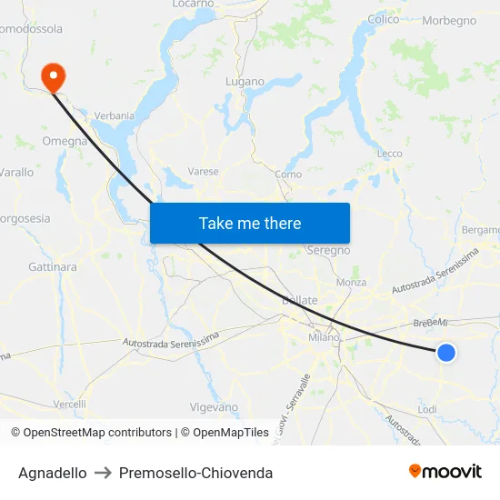 Agnadello to Premosello-Chiovenda map