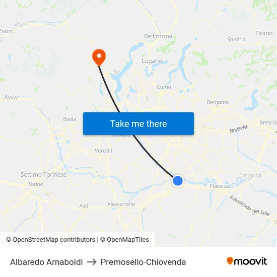 Albaredo Arnaboldi to Premosello-Chiovenda map