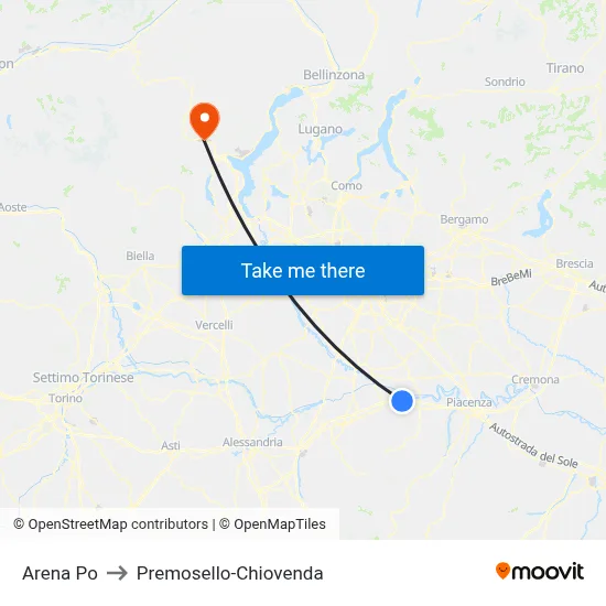 Arena Po to Premosello-Chiovenda map