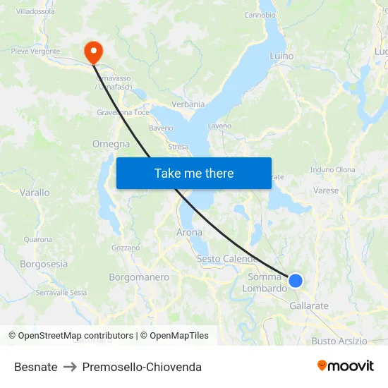 Besnate to Premosello-Chiovenda map