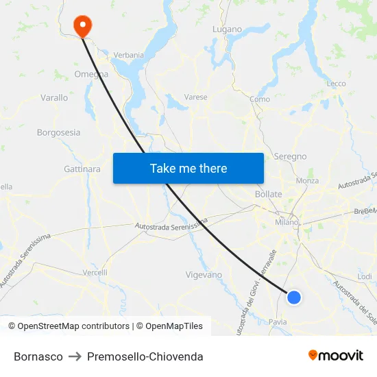 Bornasco to Premosello-Chiovenda map
