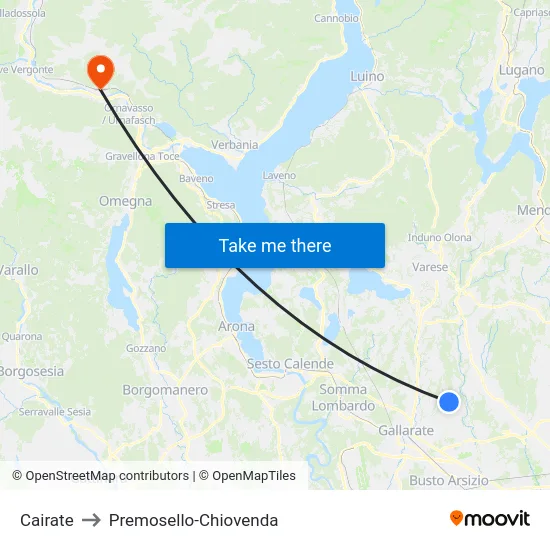 Cairate to Premosello-Chiovenda map