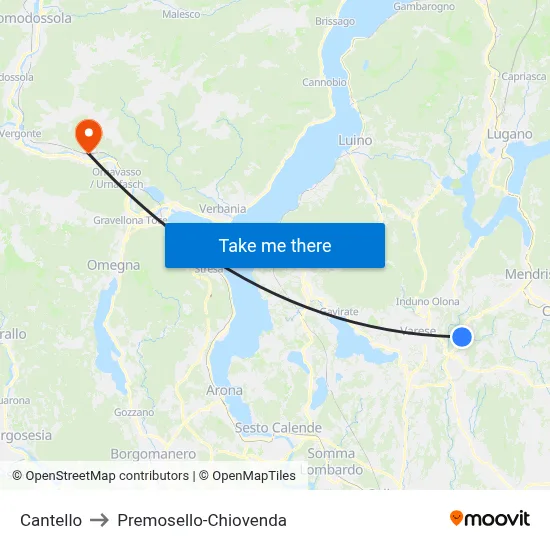 Cantello to Premosello-Chiovenda map
