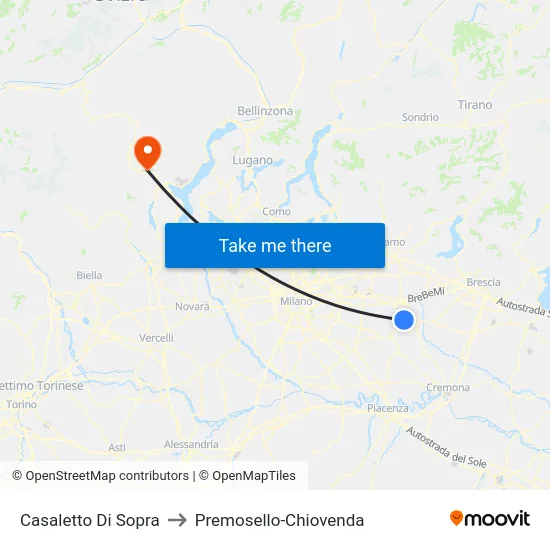 Casaletto Di Sopra to Premosello-Chiovenda map
