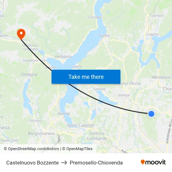 Castelnuovo Bozzente to Premosello-Chiovenda map