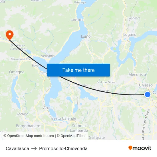 Cavallasca to Premosello-Chiovenda map