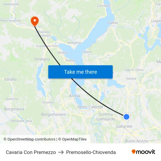 Cavaria con Premezzo to Premosello-Chiovenda map