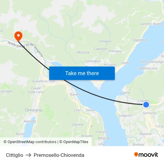 Cittiglio to Premosello-Chiovenda map