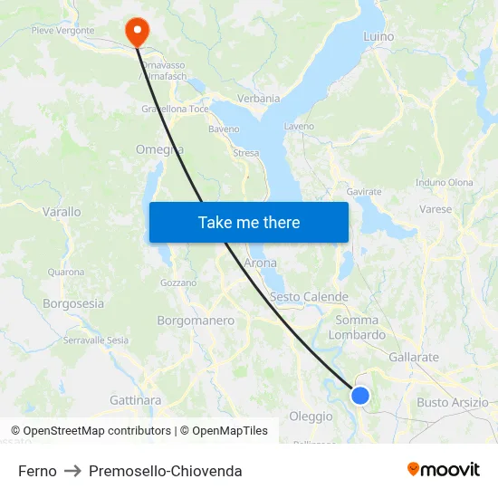Ferno to Premosello-Chiovenda map