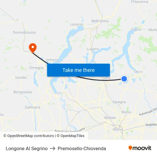 Longone Al Segrino to Premosello-Chiovenda map
