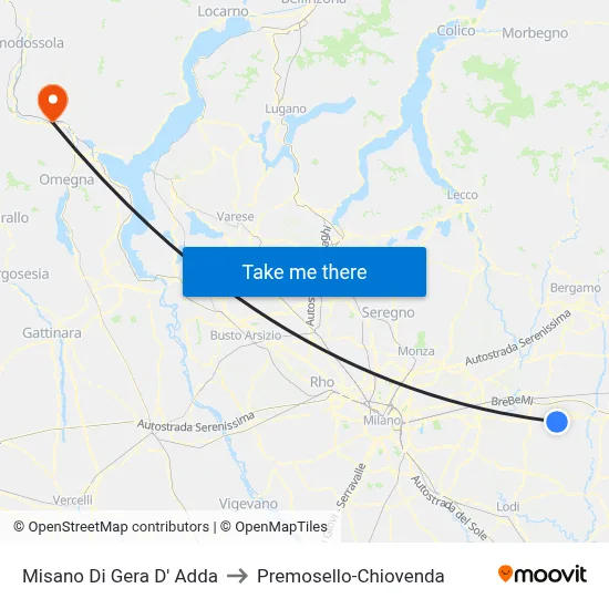 Misano di Gera d'Adda to Premosello-Chiovenda map