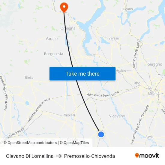 Olevano Di Lomellina to Premosello-Chiovenda map