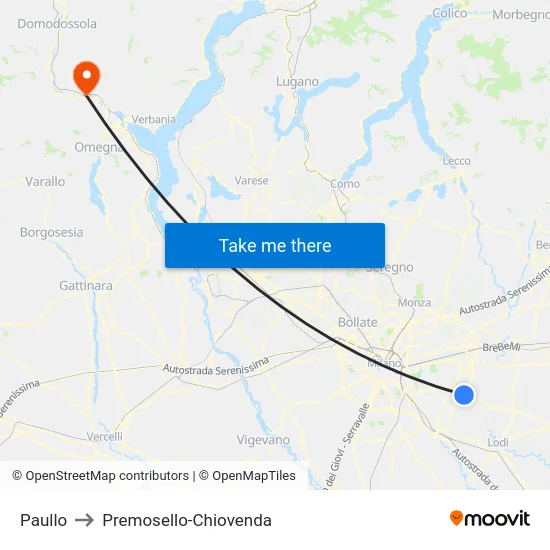 Paullo to Premosello-Chiovenda map