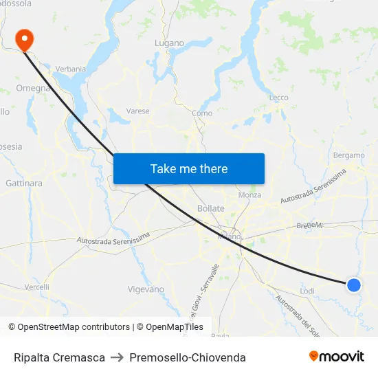 Ripalta Cremasca to Premosello-Chiovenda map