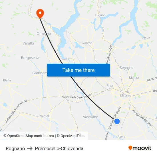 Rognano to Premosello-Chiovenda map