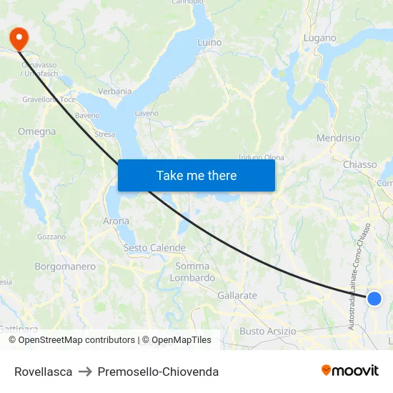 Rovellasca to Premosello-Chiovenda map