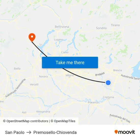 San Paolo to Premosello-Chiovenda map
