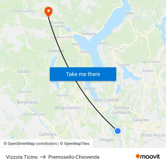 Vizzola Ticino to Premosello-Chiovenda map