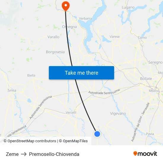Zeme to Premosello-Chiovenda map