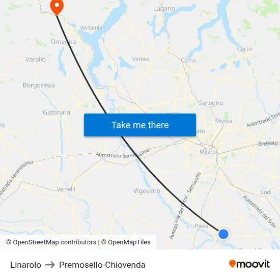 Linarolo to Premosello-Chiovenda map