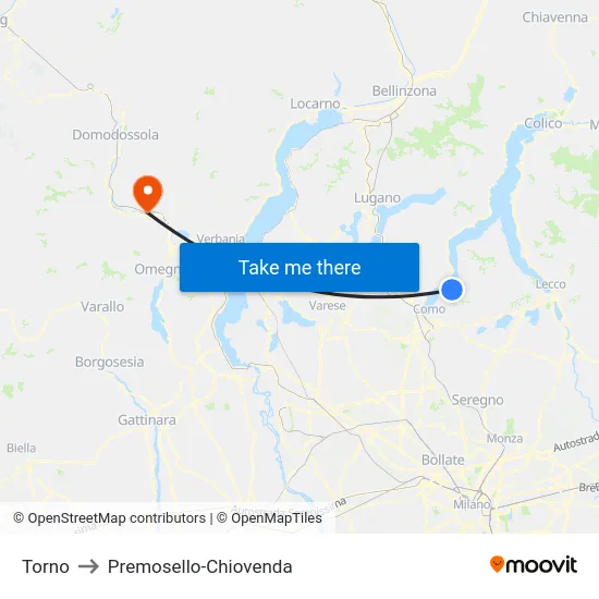 Torno to Premosello-Chiovenda map