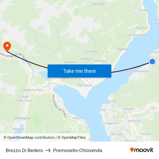 Brezzo Di Bedero to Premosello-Chiovenda map