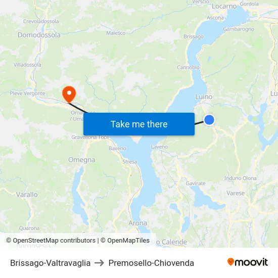Brissago-Valtravaglia to Premosello-Chiovenda map