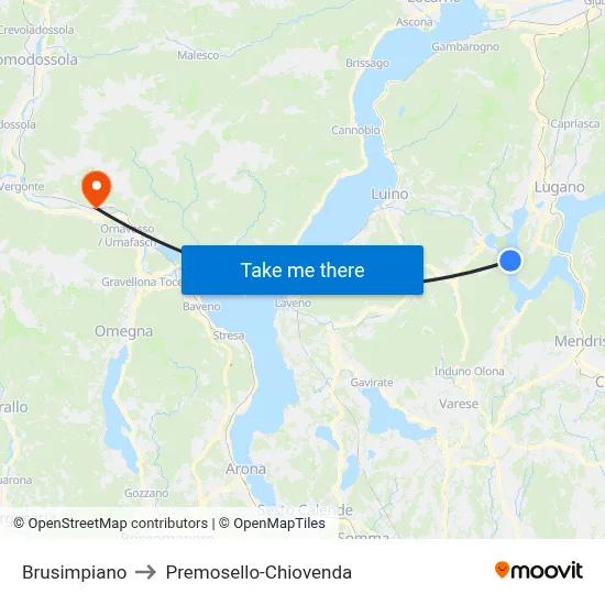 Brusimpiano to Premosello-Chiovenda map