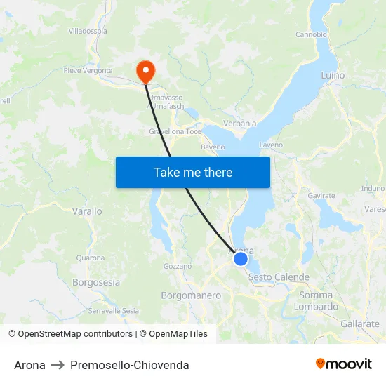 Arona to Premosello-Chiovenda map