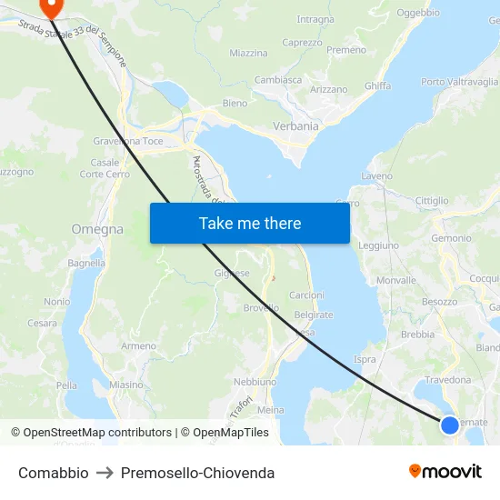 Comabbio to Premosello-Chiovenda map