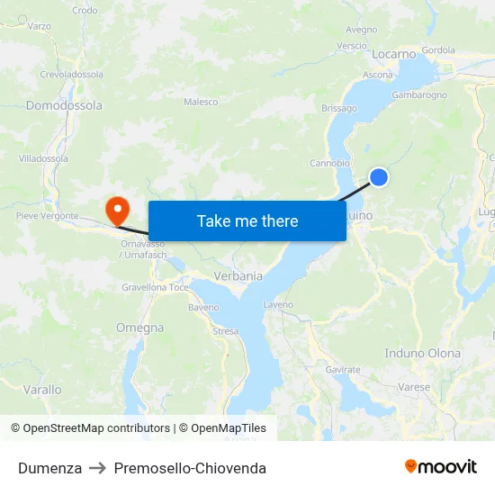 Dumenza to Premosello-Chiovenda map
