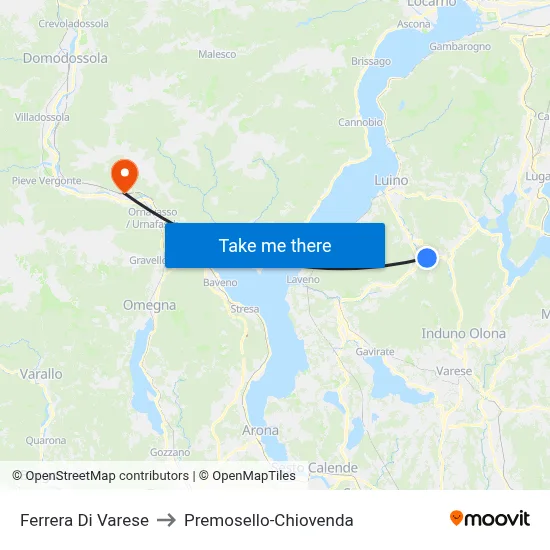 Ferrera Di Varese to Premosello-Chiovenda map