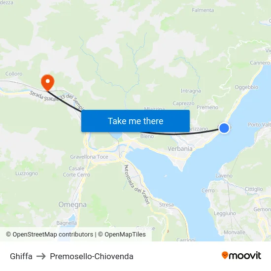 Ghiffa to Premosello-Chiovenda map