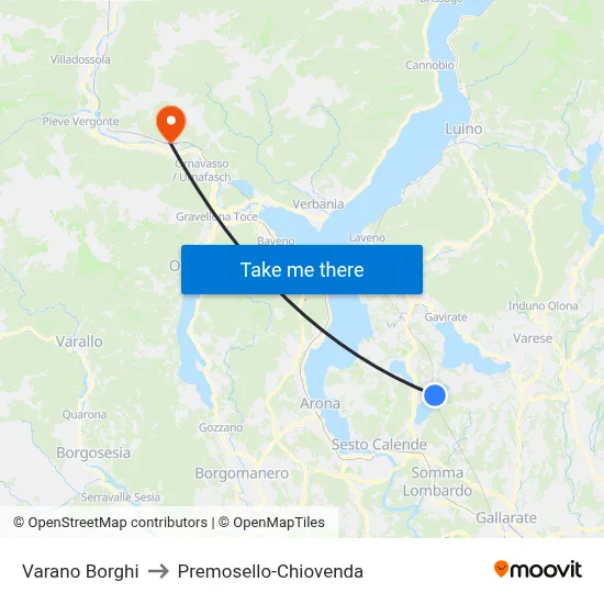 Varano Borghi to Premosello-Chiovenda map