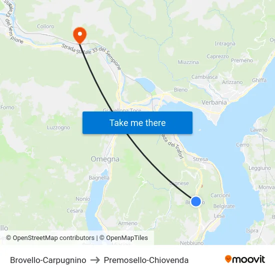 Brovello-Carpugnino to Premosello-Chiovenda map
