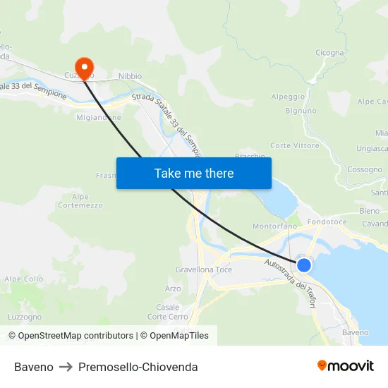 Baveno to Premosello-Chiovenda map
