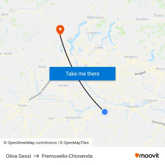 Oliva Gessi to Premosello-Chiovenda map