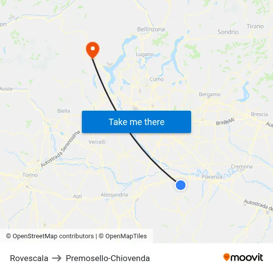 Rovescala to Premosello-Chiovenda map