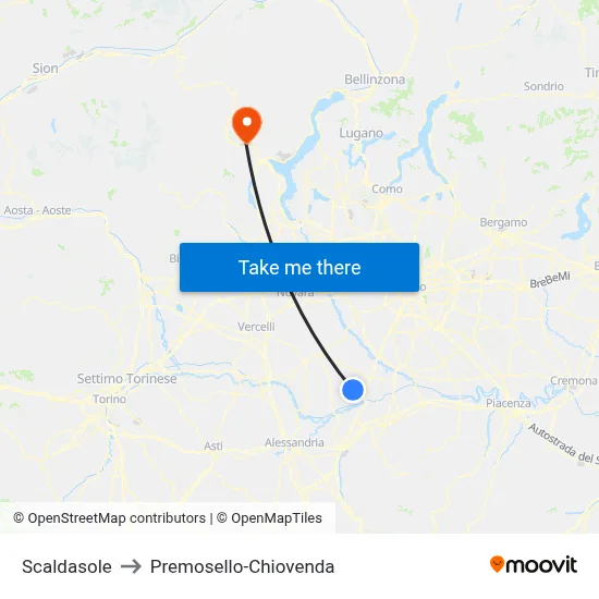 Scaldasole to Premosello-Chiovenda map