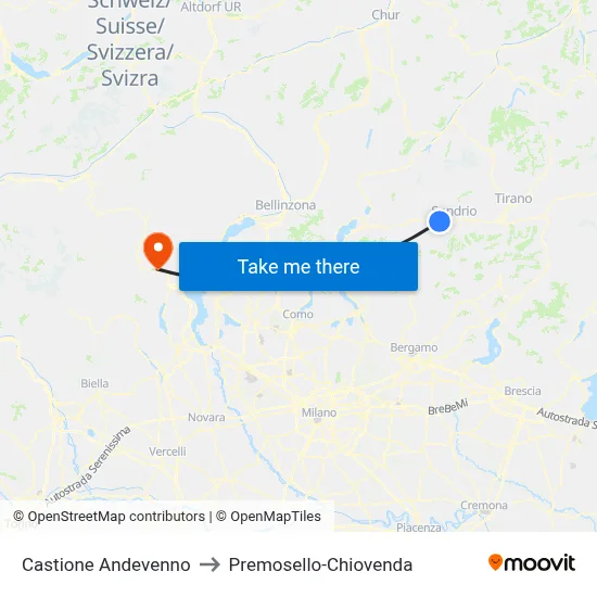 Castione Andevenno to Premosello-Chiovenda map