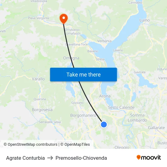 Agrate Conturbia to Premosello-Chiovenda map