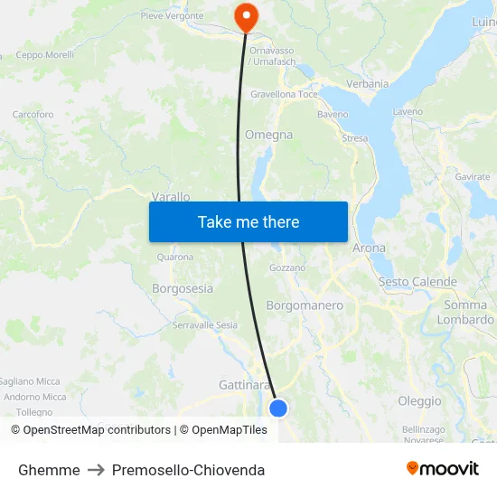 Ghemme to Premosello-Chiovenda map
