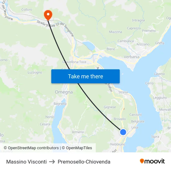 Massino Visconti to Premosello-Chiovenda map