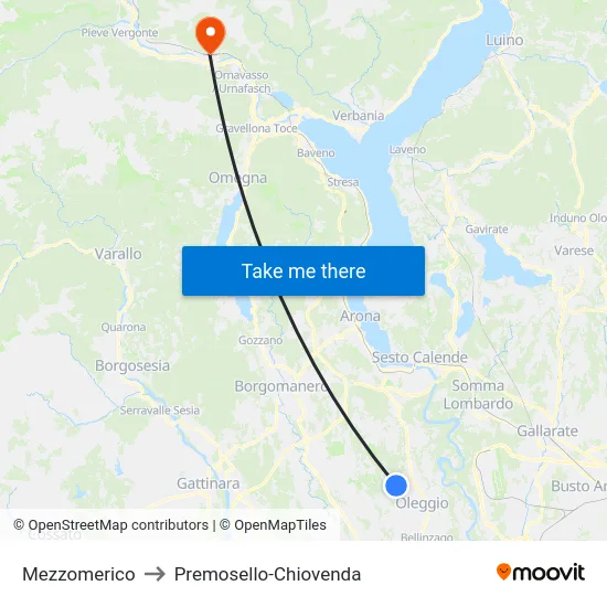 Mezzomerico to Premosello-Chiovenda map