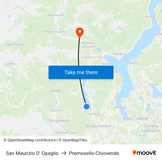 San Maurizio D' Opaglio to Premosello-Chiovenda map